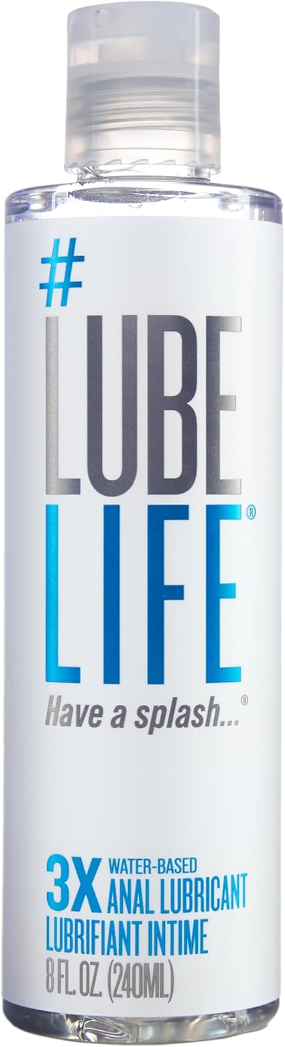 LubeLife 3X Anal Lubricant, Thicker Water-Based lube for Men, Women and Couples, Extra Protection, Non-Sticky, Smooth Glide, 8 Fl Oz