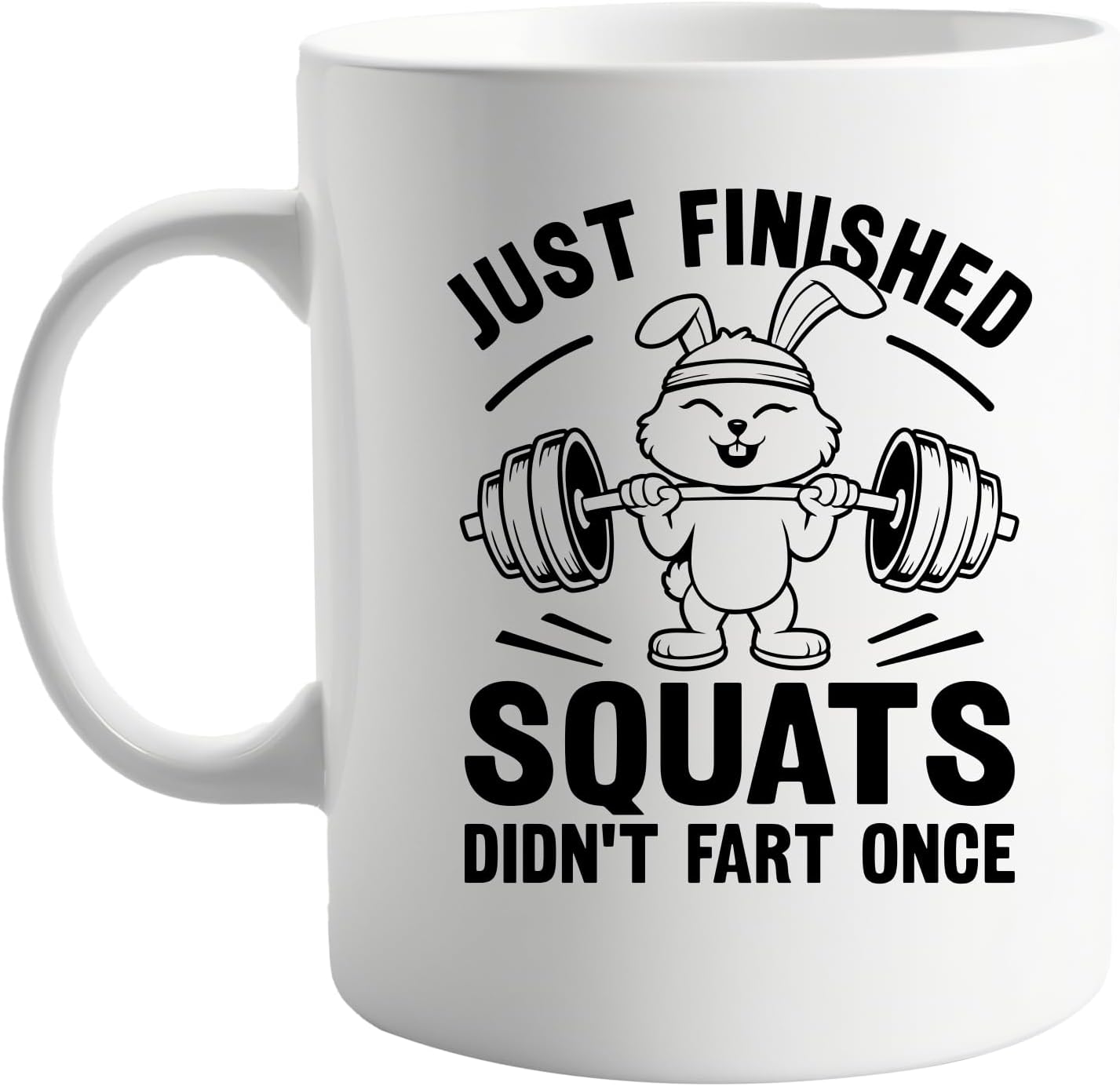 signkitsuk Just Finished Squats, Didn’t Fart Once – Funny Fitness Coffee Cup for Gym Lovers – Workout Humour Gift for Friends, Colleagues, and Fitness Enthusiasts