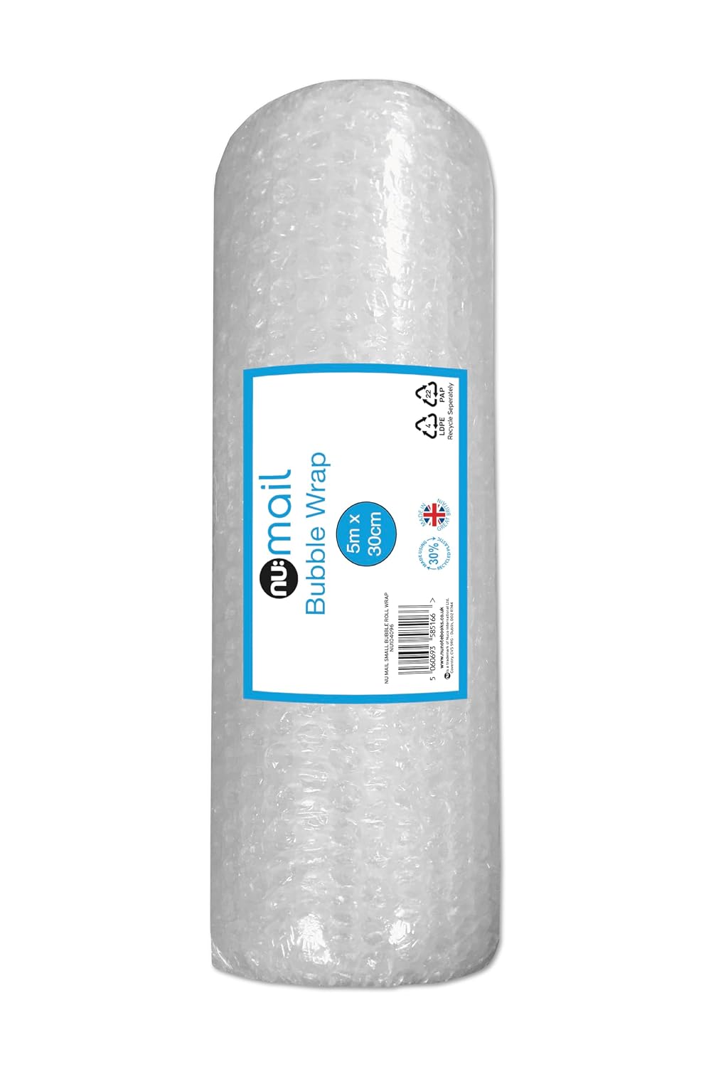 Nu: Mail Bubble Wrap Roll Small | 5m x 30cm | Protective Packaging | Eco-Friendly | Recyclable | Superior Cushioning for Shipping & Moving