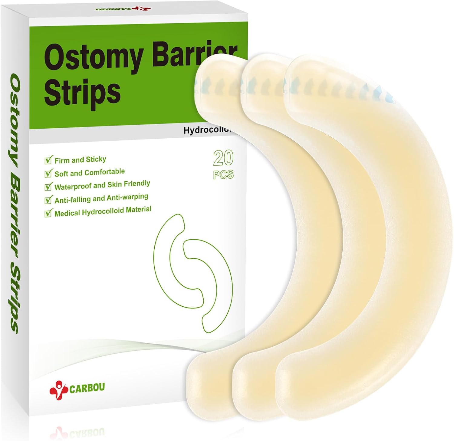 Carbou 20 Pcs Elastic Ostomy Barrier Strips, Hydrocolloid Waterproof Leak