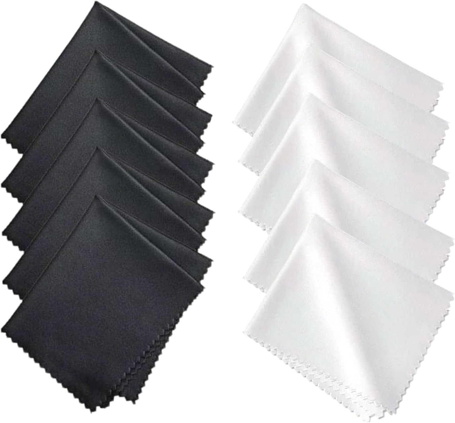 10 PCS Glasses Cloth for Spectacles, Glasses Cleaning Cloth, Microfibre Cloth Glasses, Lint Free and Ultra Fine Cleaning Cloths, For Lens, Eyeglasses, Screens, Tablets, Glasses(5 Black + 5 White)