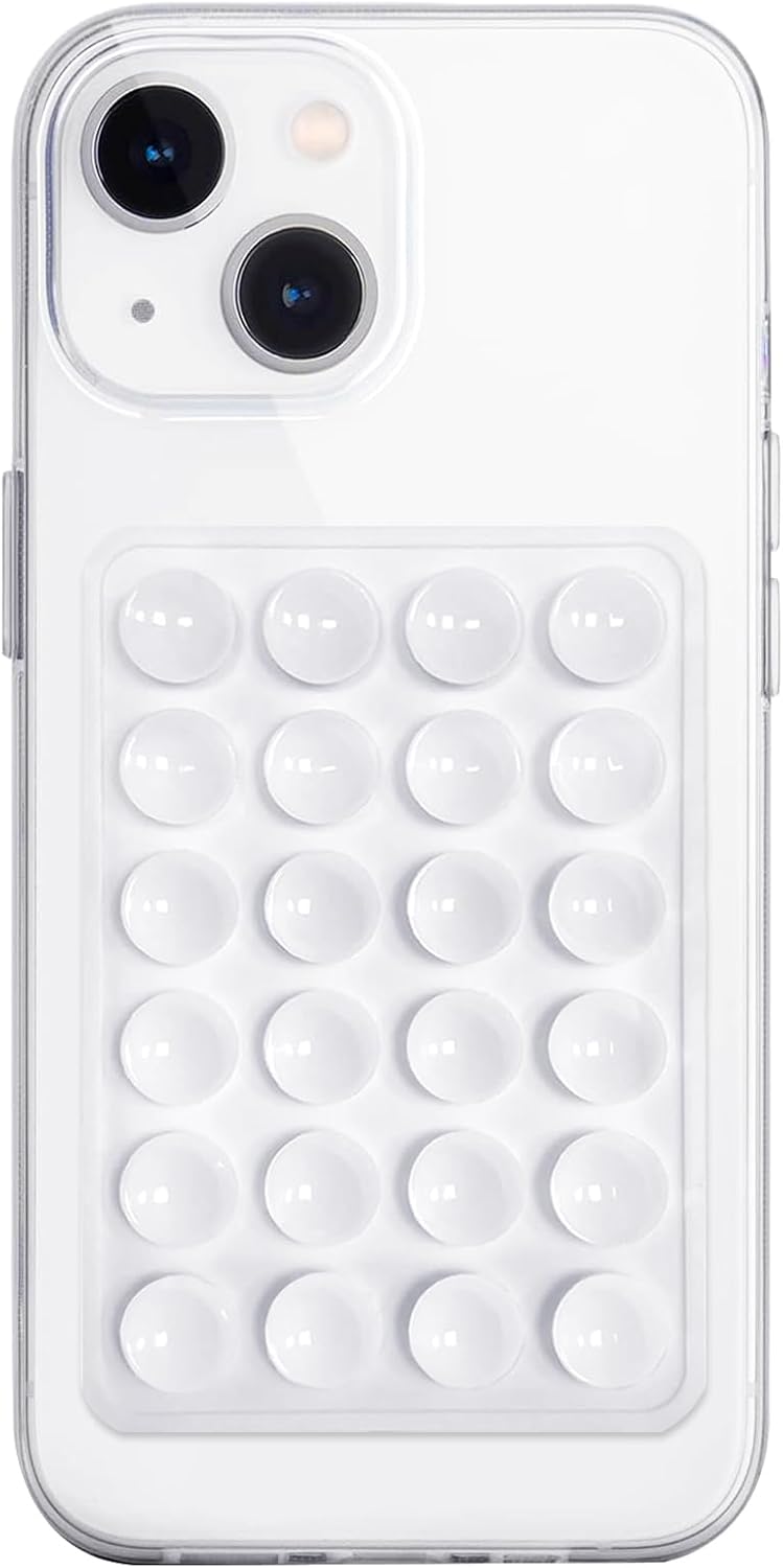Silicone Suction Phone Case Mount, Non Slip Sticky Phone Grip for Cellphone, Silicon Adhesive Suction Cup Phone Mount, Strong Grip Holder for Selfies and Videos (White)
