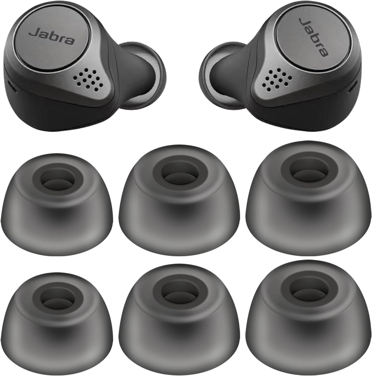 Replacement Eartips Compatible with Jabra Elite 75t/ 65t/ Active/ 7 Pro/Elite 3/ Elite 4 Earbuds, Silicone Earbuds Eartips Buds Cover Set