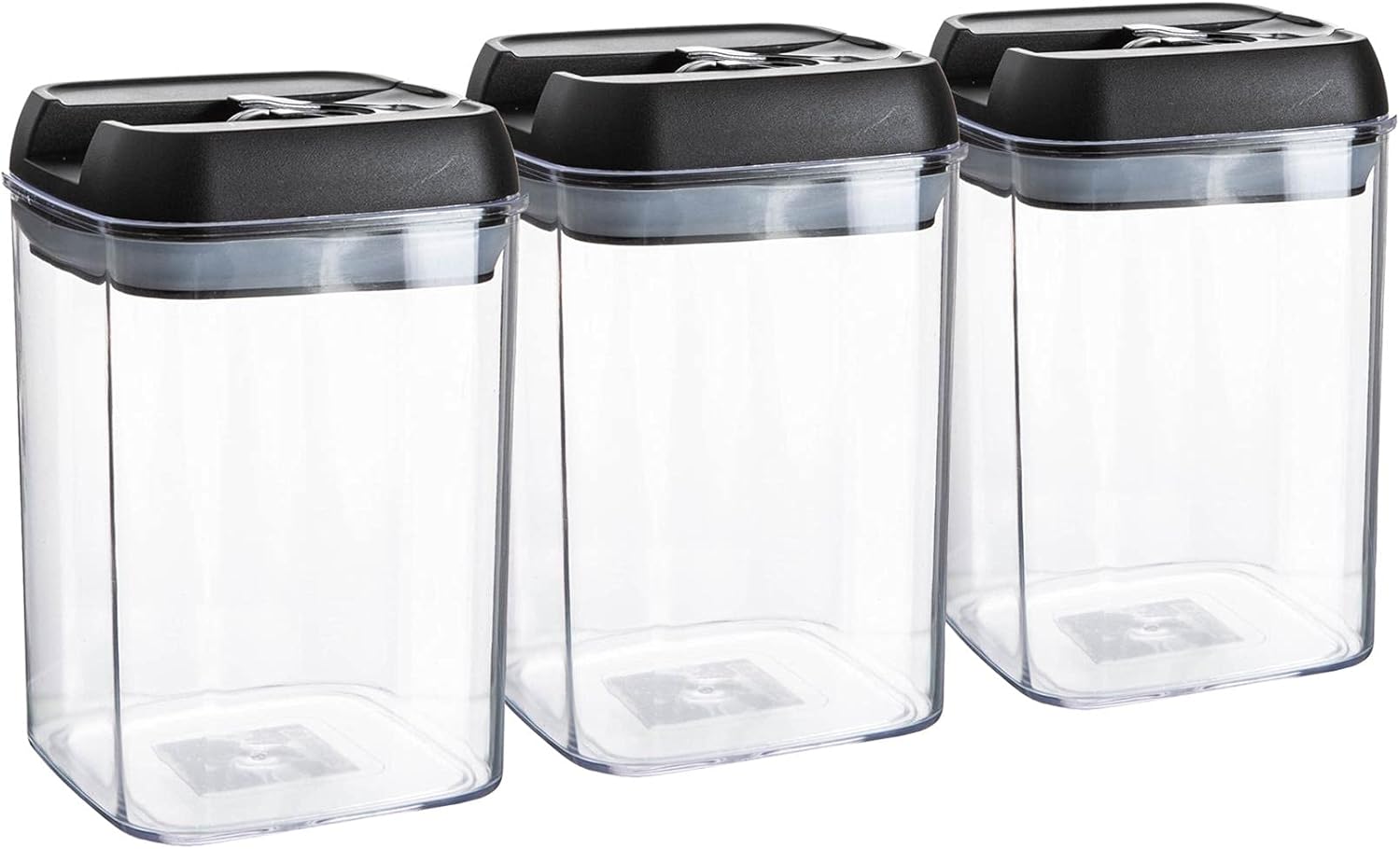 Argon Table Food Storage Containers with Airtight Flip Lock Lids - 800ml - Black - 3 Pack - Plastic Kitchen Storage Tupperware Pantry Food Organiser for Cereal, Oats, Sugar, Coffee, Biscuits, Tea