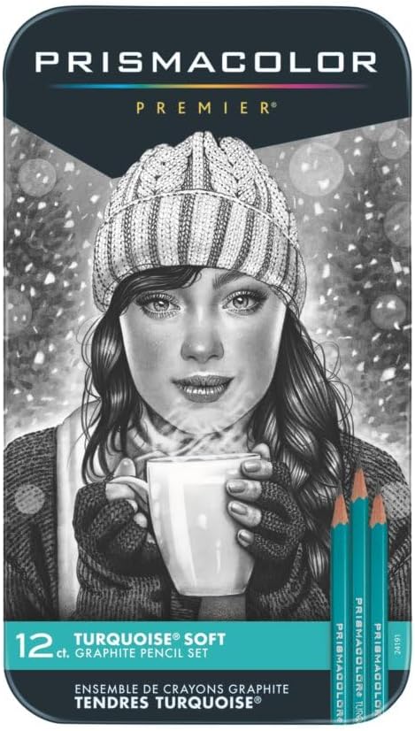 Prismacolor Premier Turquoise Graphite Sketching Pencils, Soft Leads, 12 Count