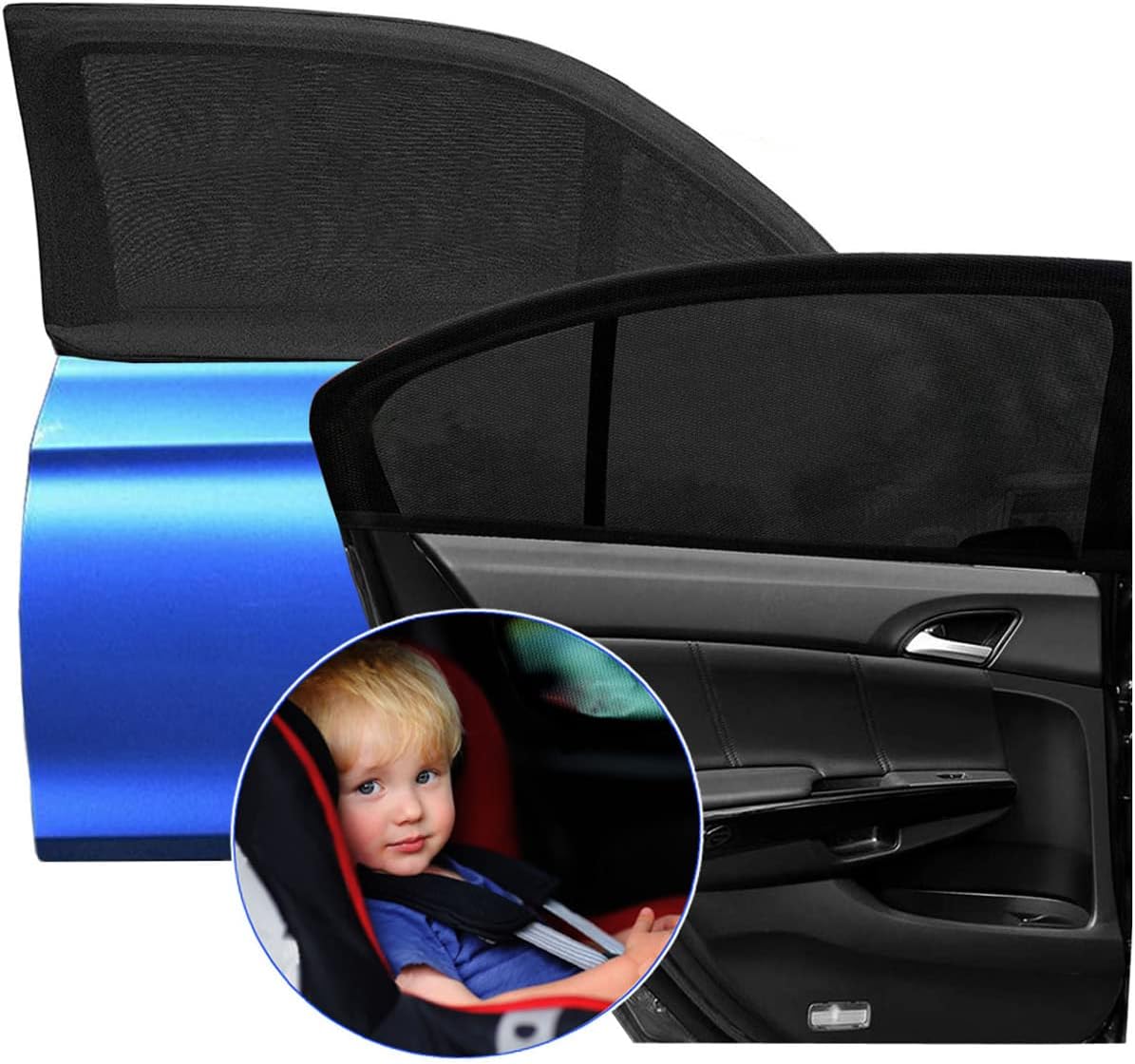 Goosky Window Shades for Baby, Sun Shades for Kids, UV Protection for Adults, Pets - Car Blinds Fits Most Vehicles (2 Pack)