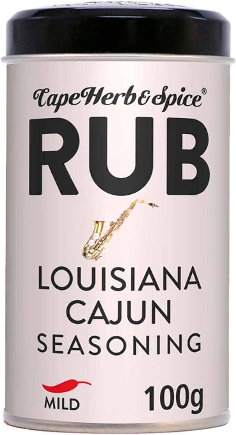 Cape Herb & Spice Louisiana Cajun Seasoning Rub, 100 g Tin (1-Pack)