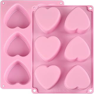 Actvty Heart Silicone Mold, 2 Packs Heart Shaped Molds for Making Handmade Soap, Bath Bombs, Candles, Cake, Chocolate Bomb and Jelly