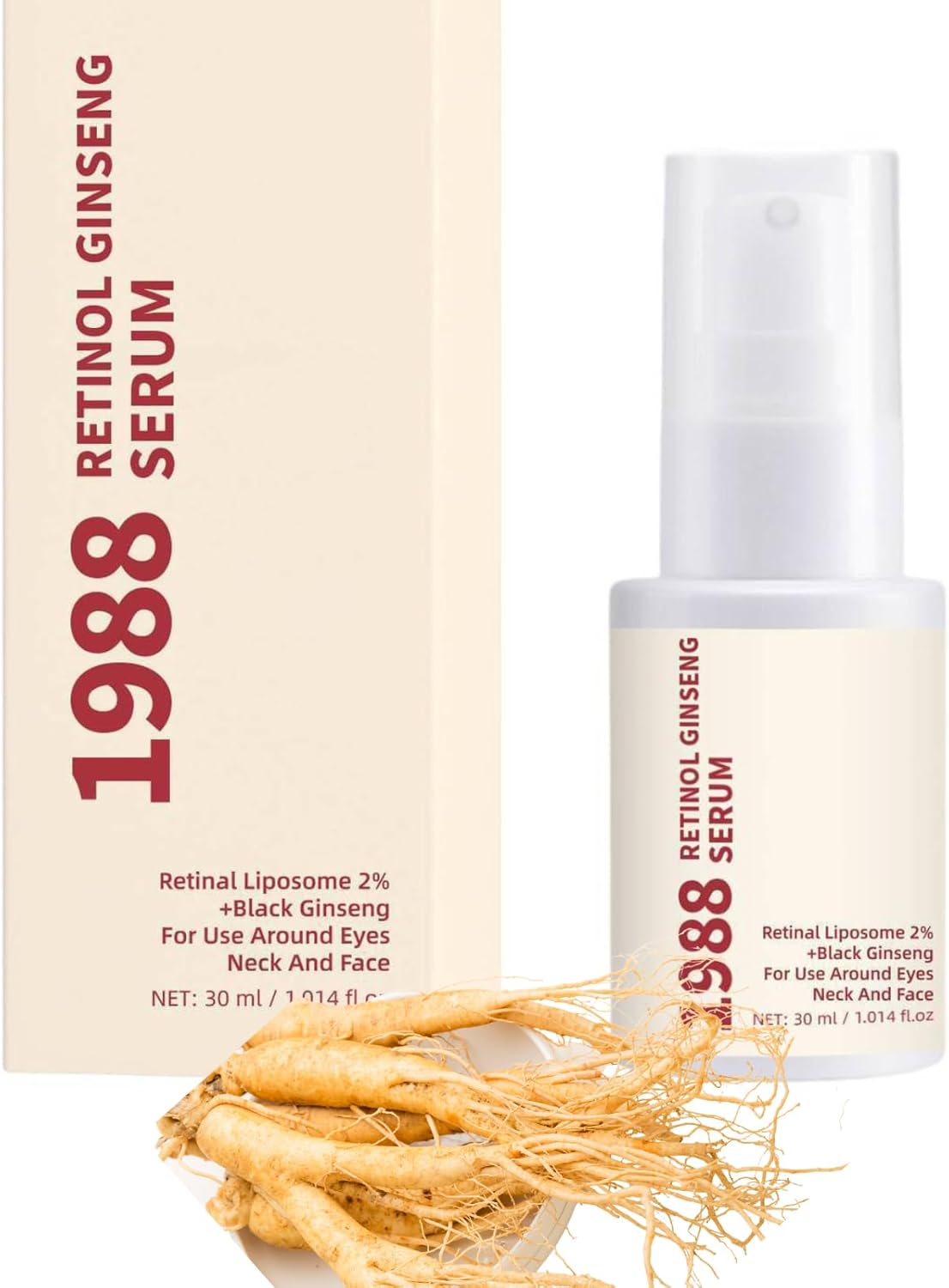 1988 Serum - Retinal Liposome 2% & Black Korean Ginseng, Anti-Aging Retinol Serum, Daily Fine Lines and Skin Texture Care, Vitamin C and Peptides-Serum for Face, 1988 Anti-Ageing Cream, 30ml