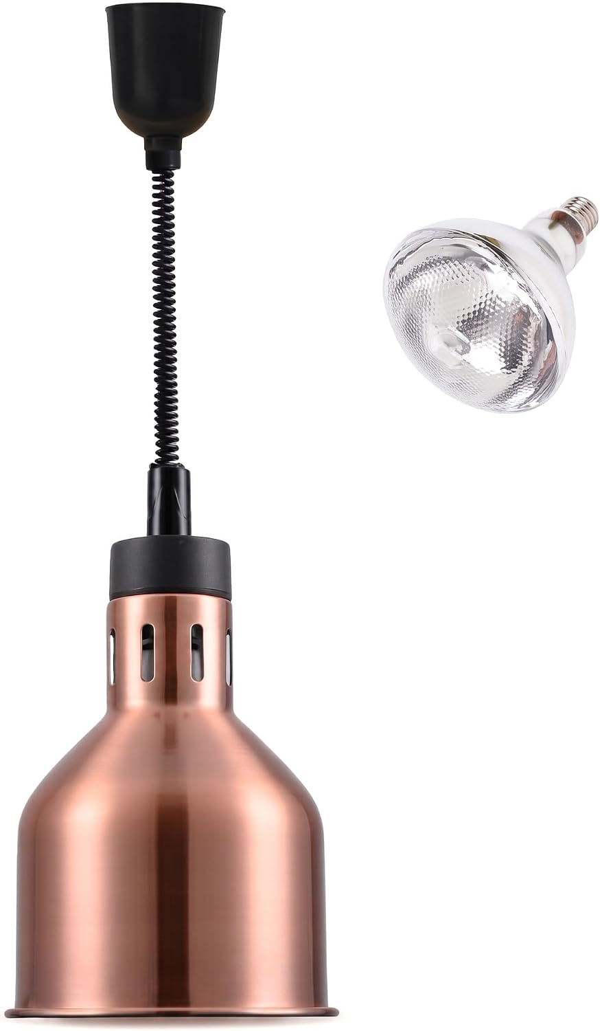 Commercial Food Heat Lamp Infrared Food Warmer Hanging Heating Lamps for Food Service Restaurant Buffet(Copper)