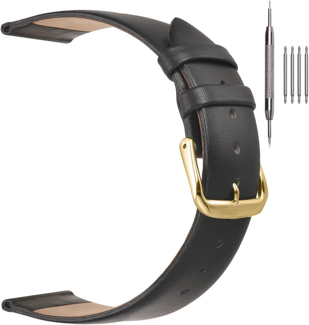 EACHE Classical Thin Leather Watch Bands for Ladies, Genuine Leather Watch Straps for Women & Mens 12mm 14mm 16mm 18mm 20mm More Colors