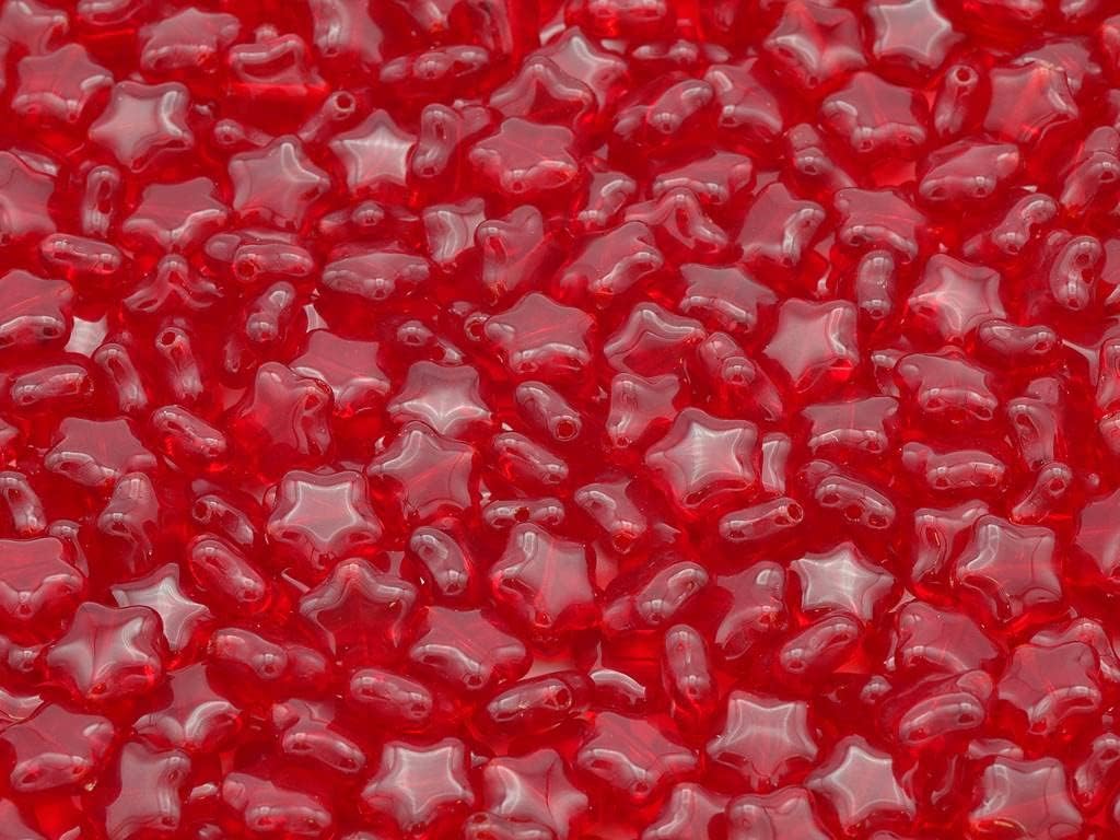 30pcs Flat Star Beads 8 mm, Ruby Red (90080), Bohemia Crystal Glass, Czechia 11130380