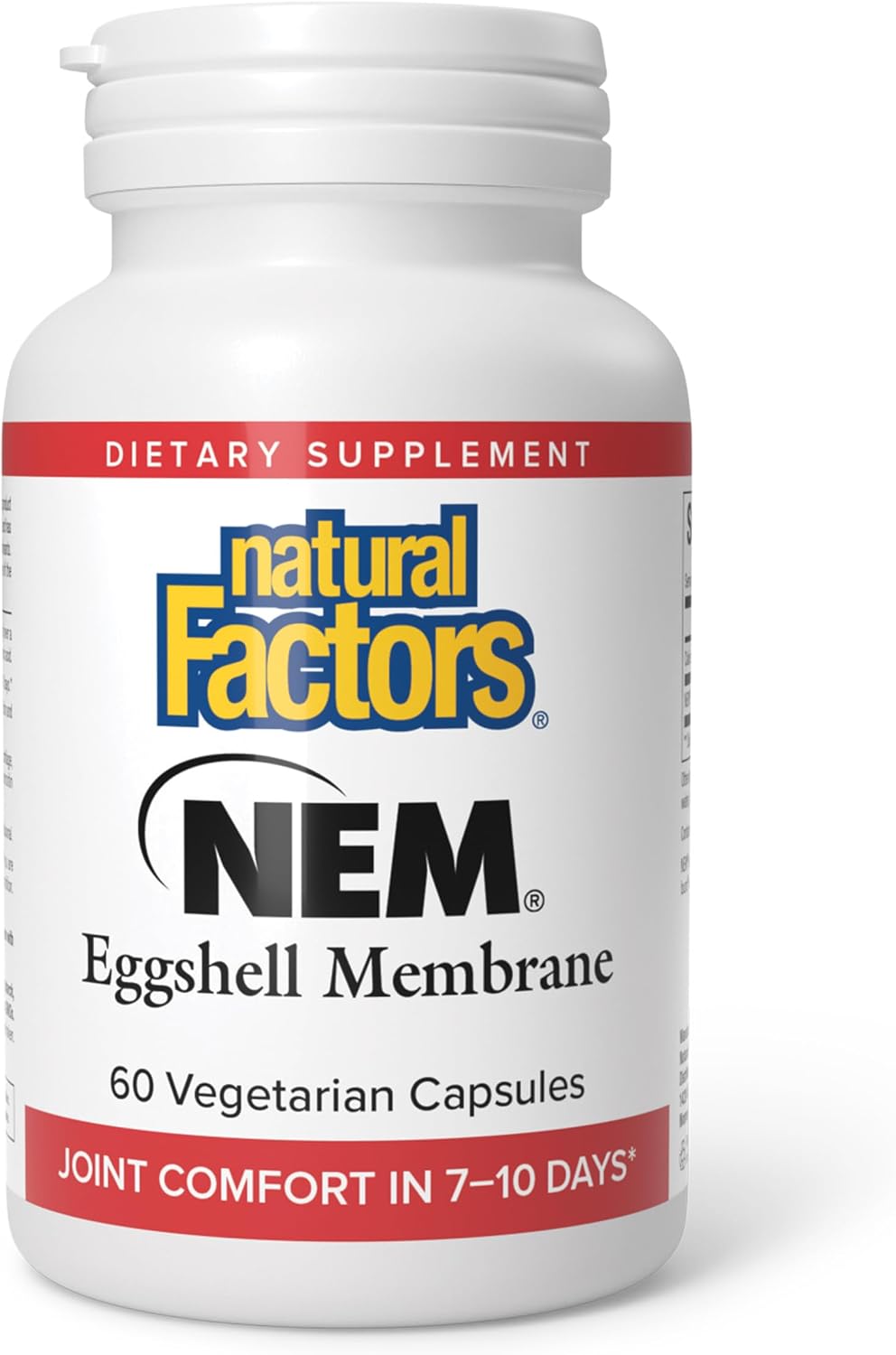 Natural Factors, NEM Natural Eggshell Membrane, Promotes Joint Comfort and Flexibility, 60 Capsules