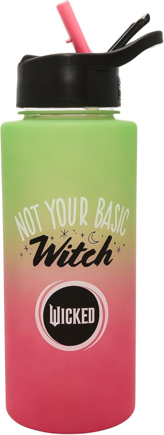 Wicked Universal Pictures 1L Water Bottle with Straw By Polar Gear | Official Merchandise Gifts Adult and Kids Water Bottles Movie 1 Litre Water Bottle with Time Markings