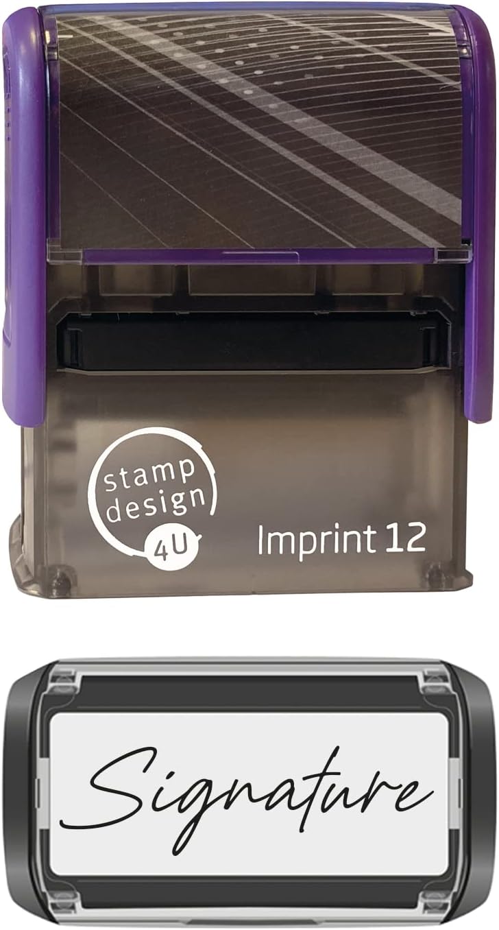 Personalised Signature Stamp- Imprint 12- Self-Inking, Upload Your Signature- Black Inkpad- 48mm x 18mm