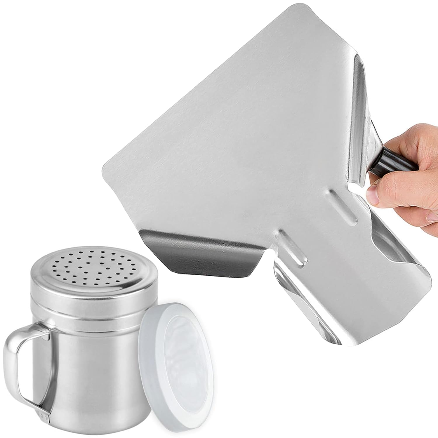 CUSINIUM Concession Popcorn Scoop and Dredge Bundle - Metal Popcorn Scooper - French Fry Scoop