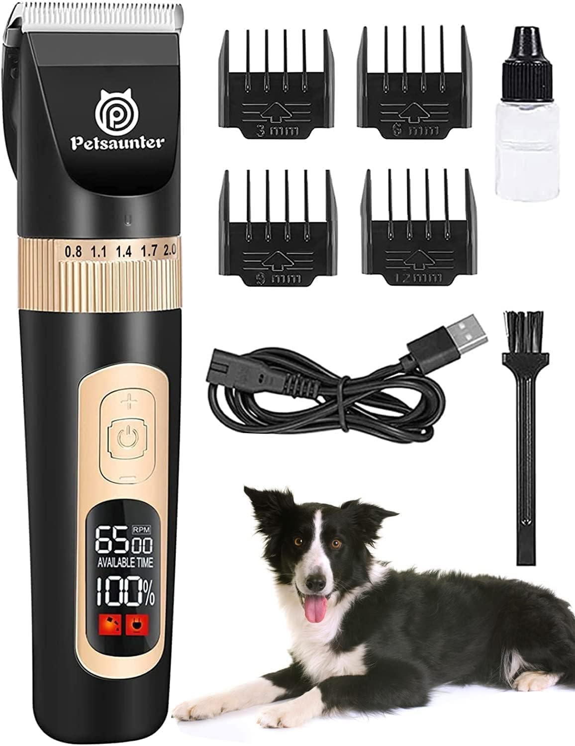 Dog Clippers for Grooming, 4-Speed & LCD, Low Noise Electric Trimmer for Grooming, Cordless Rechargeable Dog Hair Clippers, Super Quiet for Pets with Thick or Heavy Coats(C95)