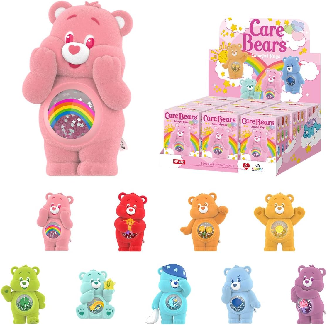POP MART Care Bears Colorful Hugs Series Figures Articulated Character Premium Design Gifts for Women Fan-Favorite Collectible Toy Art Toy Action Figure Whole Set