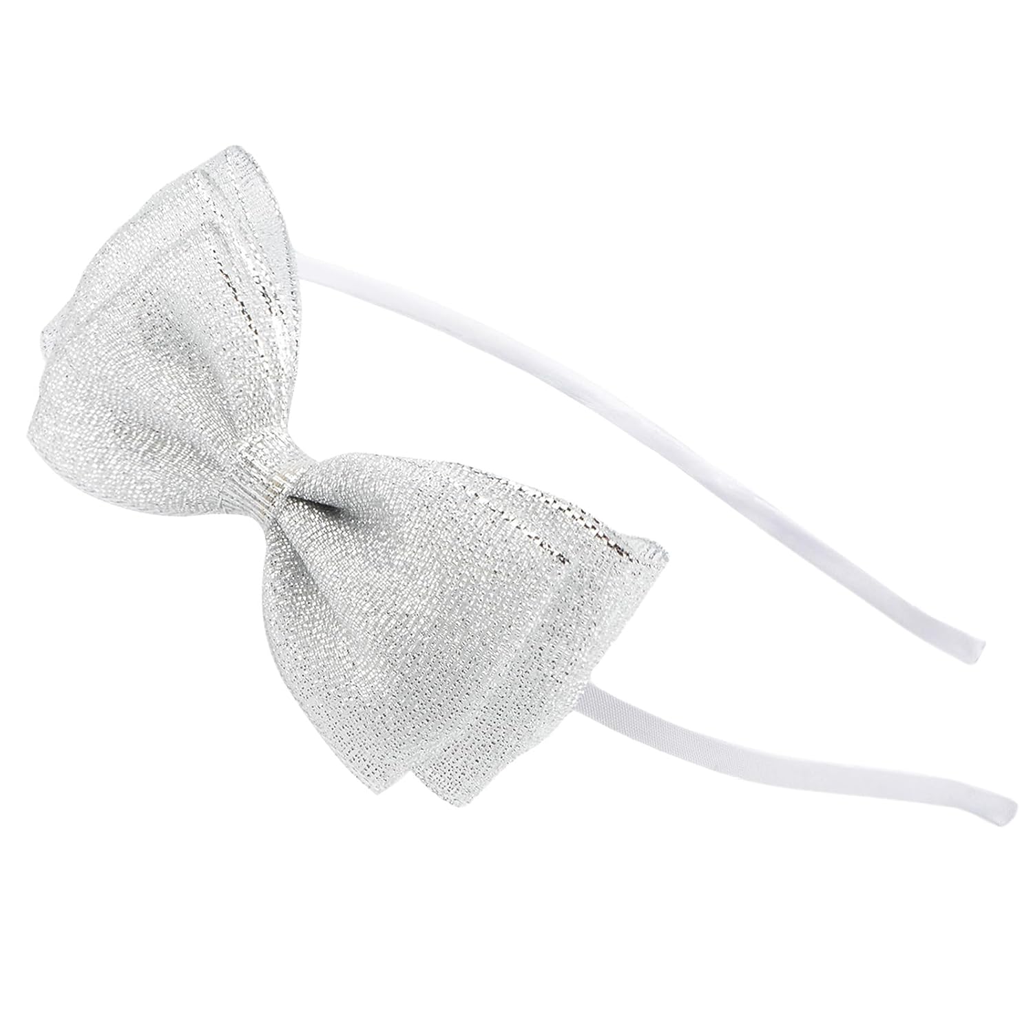 Bow Headband Silk Brocade Bowknot Hairband for Women and Girls, Perfect Hair Accessories for Party and Cosplay (silver)