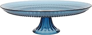 Fortessa Jupiter Beaded Hobnail Glass, 13 Inch Cake Stand, Cornflower Blue