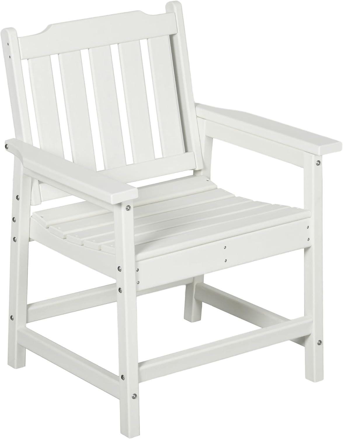 Outsunny All-Weather Patio Chair, HDPE Patio Dining Chair, Heavy Duty Wood-Like Outdoor Furniture for Garden, Backyard, Deck, Porch, Lawn, White