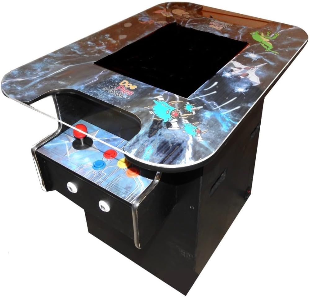 Doc and Pies Arcade Factory Full Size Professional Cocktail Arcade Machine | 412 Classic Games | Original, Classic Design | 2-Player | Full Size LCD Screen, Buttons and Joystick