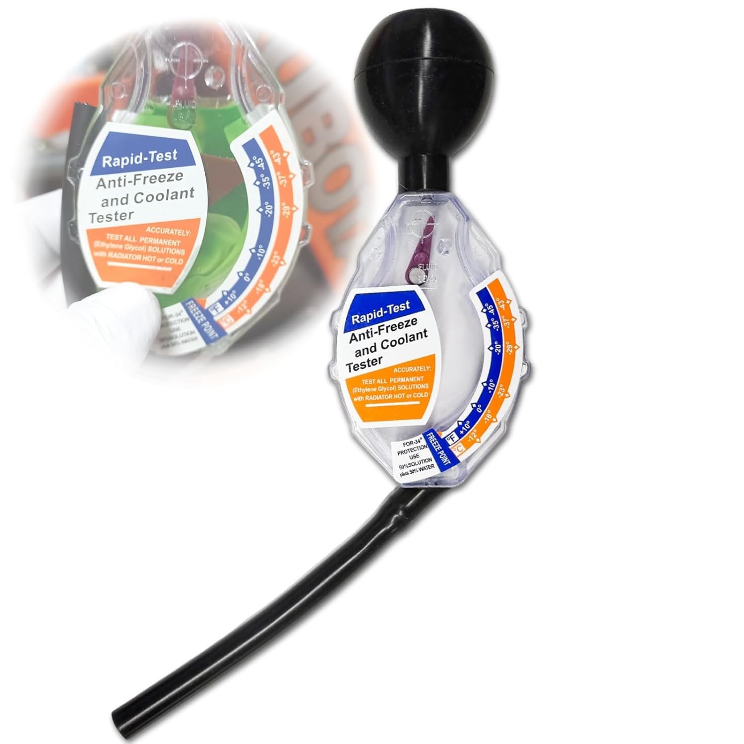 Coolant Tester, Antifreeze Tester Dial Type Antifreeze Coolant Car Battery Tester Hydrometer Engine Coolant Battery Acid Testers Universal for 6V 12V 24V Cart System Car Tool (Inhalation)