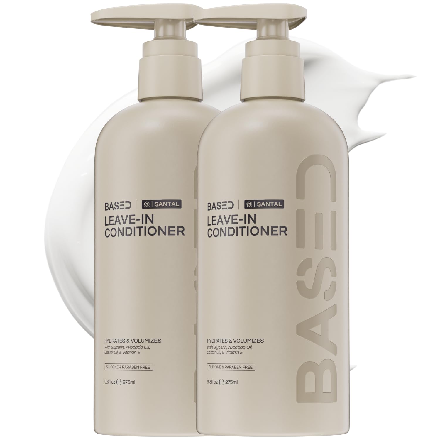 BASED Leave-In Conditioner, Instant Frizz Control, Hydrates & Nourishes Hair, Premium Leave-In Conditioner for Men, Healthier-Looking Frizz-Free Hair in Minutes (9.3 Fl Oz Pack of 2)