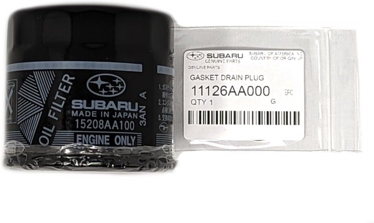 Subaru Engine Oil Filter & Crush Gasket KIT 15208AA100 & 11126AA000 Genuine Legacy Outback Impreza Wrx STi Forester Baja (1 Pack)