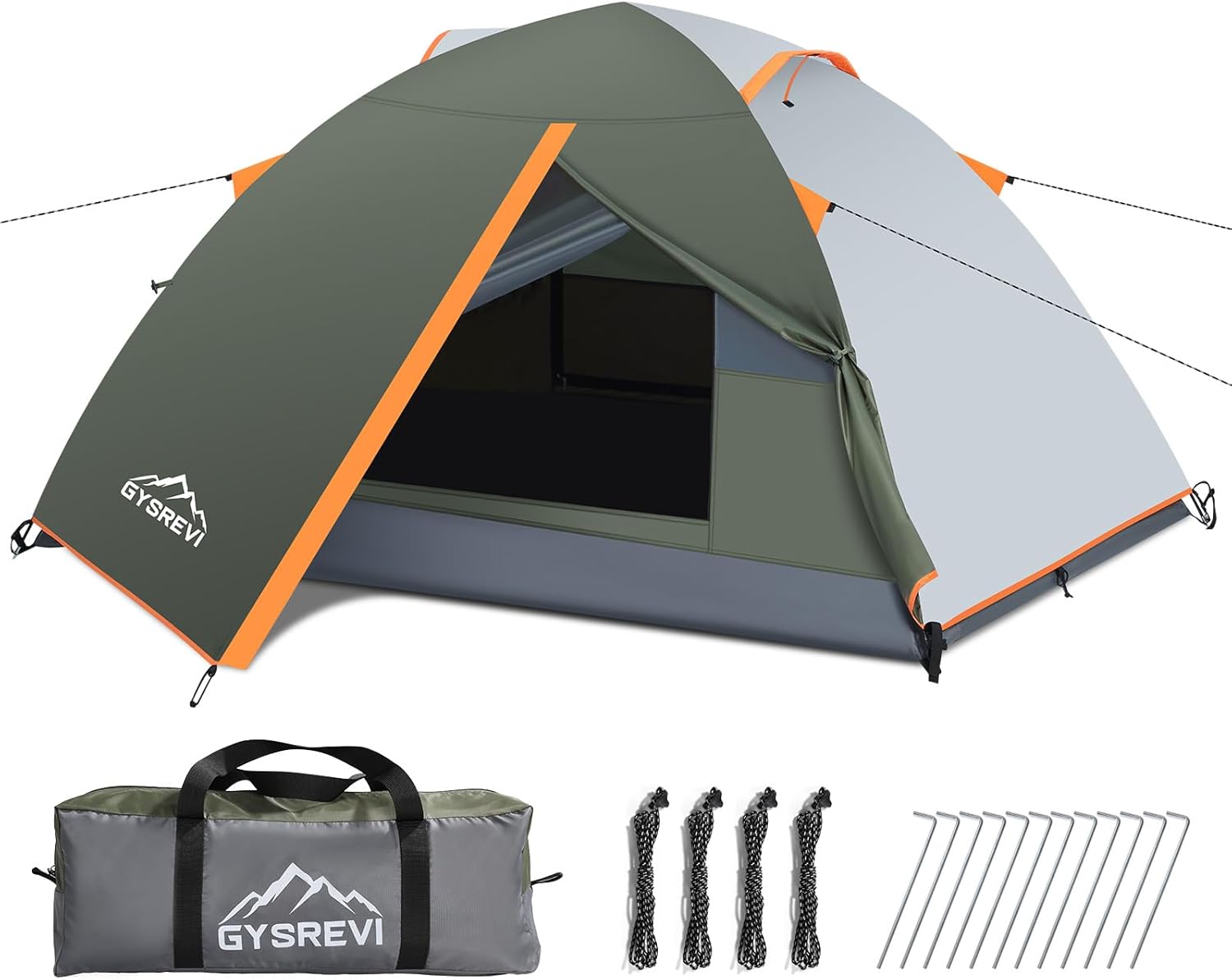 Gysrevi Tent 1-2 Man Waterproof Tents for Camping, Easy Setup Lightweight Dome Tent 2 Person with 2 Doors and PU3000mm Waterproof, Outdoor Tents for Camping, Hiking, Backpacking