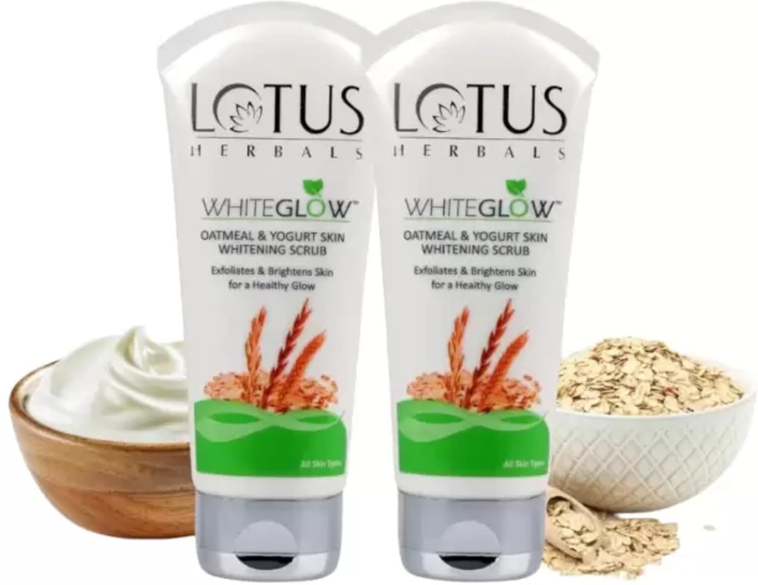 Herbal's White-Glow Face Scrub, Oatmeal and Yogurt, 100g, 2 Pack
