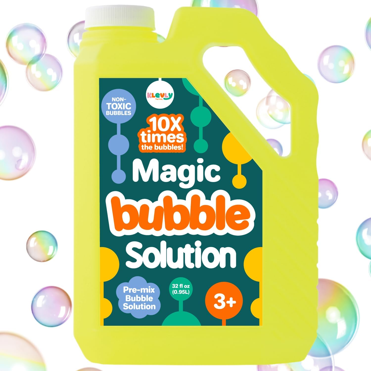 Iridescent Bubble Solution Refill 32 OZ | Non-Toxic Pre-Mix Bubble Refill Solution No Mixing or Measuring Required | Bubbles for Kids | Bubbles Bulk | Bubble Machine Solution | Giant Bubble Solution