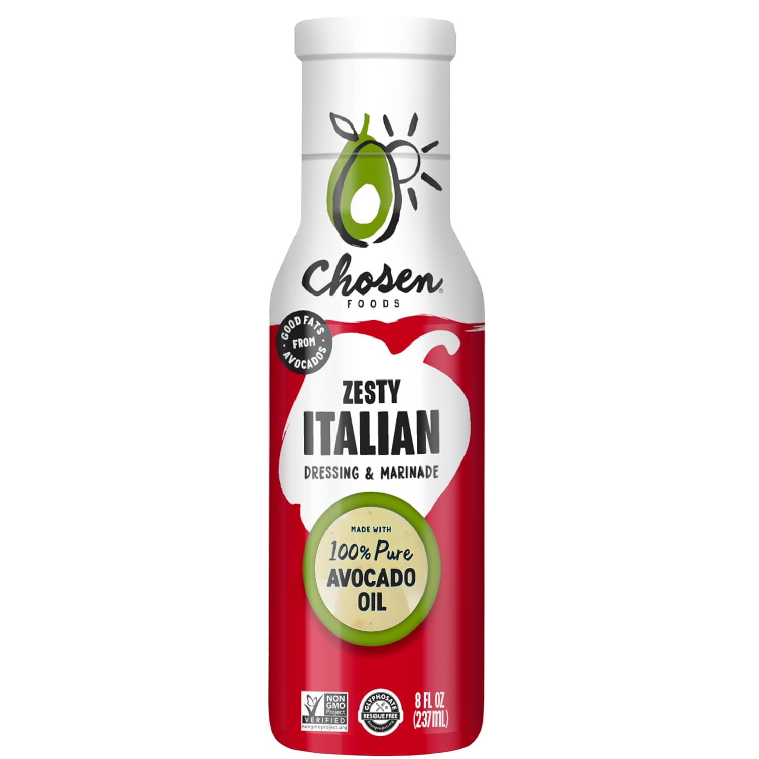 Chosen Foods Zesty Italian Dressing and Marinade 8 oz with Recipe e-Book Bundle