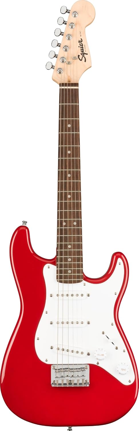 Squier by Fender Mini Stratocaster Beginner Electric Guitar, Dakota Red