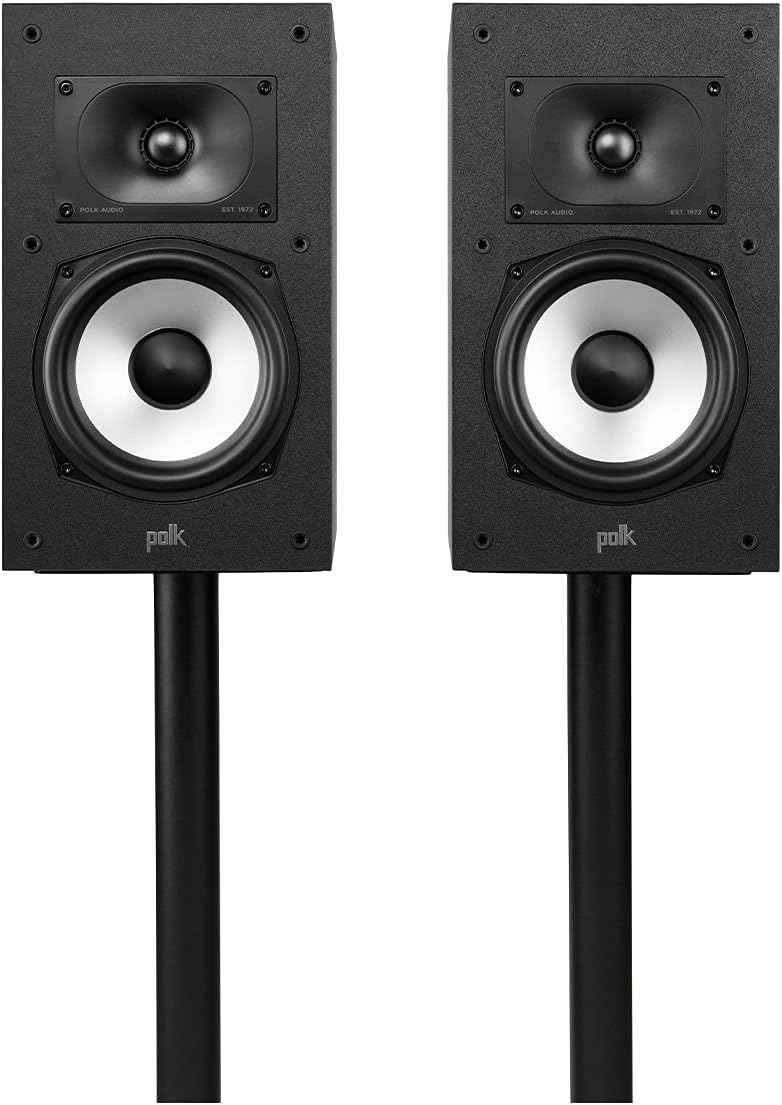 Polk Monitor XT20 Pair of Bookshelf or Surround Sound Speakers - Hi-Res Audio Certified, Dolby Atmos & DTS:X Compatible, 1" Terylene Tweeter & 6.5" Dynamically Balanced Woofer (Pair, Midnight Black)