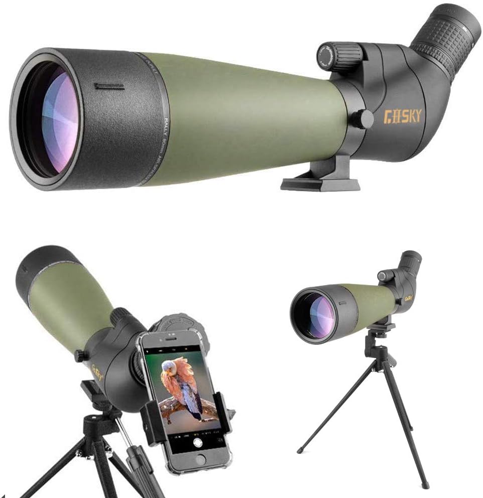 Gosky 20-60x80 Spotting Scope with Tripod, Carrying Bag, and Smartphone Adapter - BAK4 HD Angled Spotter Scope - Waterproof Scope for Target Shooting Hunting Bird Watching Wildlife Scenery