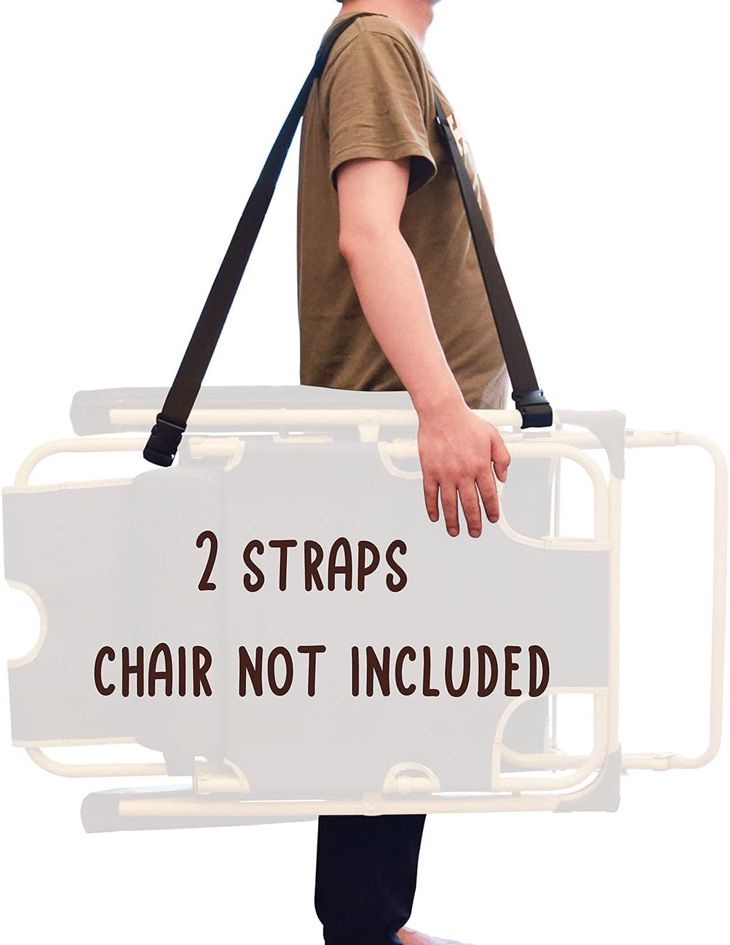 (2 Pack) Adjustable Beach Chair Carry Strap, Folding Chair Shoulder Strap for Beaches, Camping, Backpacking, Picnics and Other Items