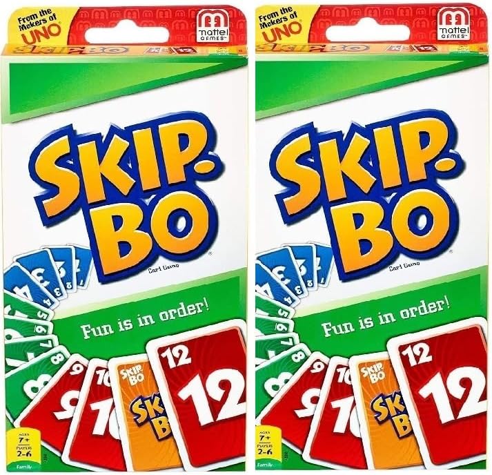 Mattel Skip-Bo and Skip-Bo Card Game, Combo Pack of 2
