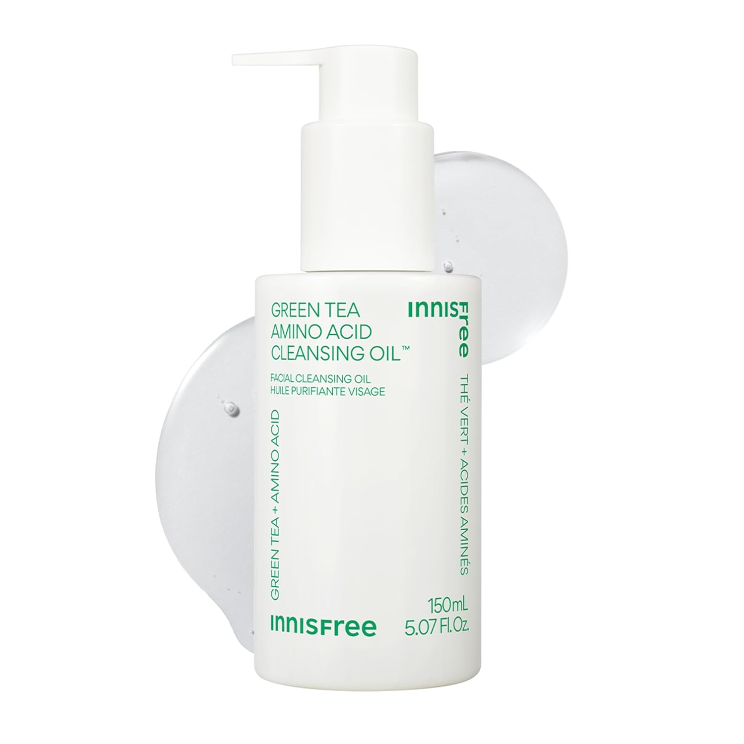 innisfree Green Tea Amino Acid Cleansing Oil, Hydrating Korean Face Wash with Jojoba, Makeup Remover, Sunscreen Dissolving Formula