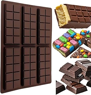 Chocolate Bar Mold,Flexible Silicone Mold for Chocolate,Chocolate Molds Silicone for Baking,Ice Cube,Deep Chocolate Bar Mold Creating Homemade Chocolate Bars, Chocolate Bar Mold Deep(10 Snap)