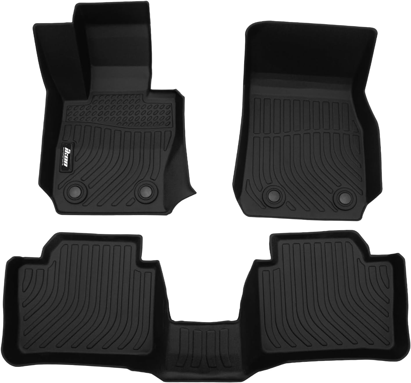 IKON MOTORSPORTS 3D TPE Floor Mats, Compatible with 2012-2018 BMW 3-Series Sedan F30 AWD, All Weather Waterproof Anti-Slip Floor Liners, Front & 2nd Row Full Set Car Interior Accessories, Black