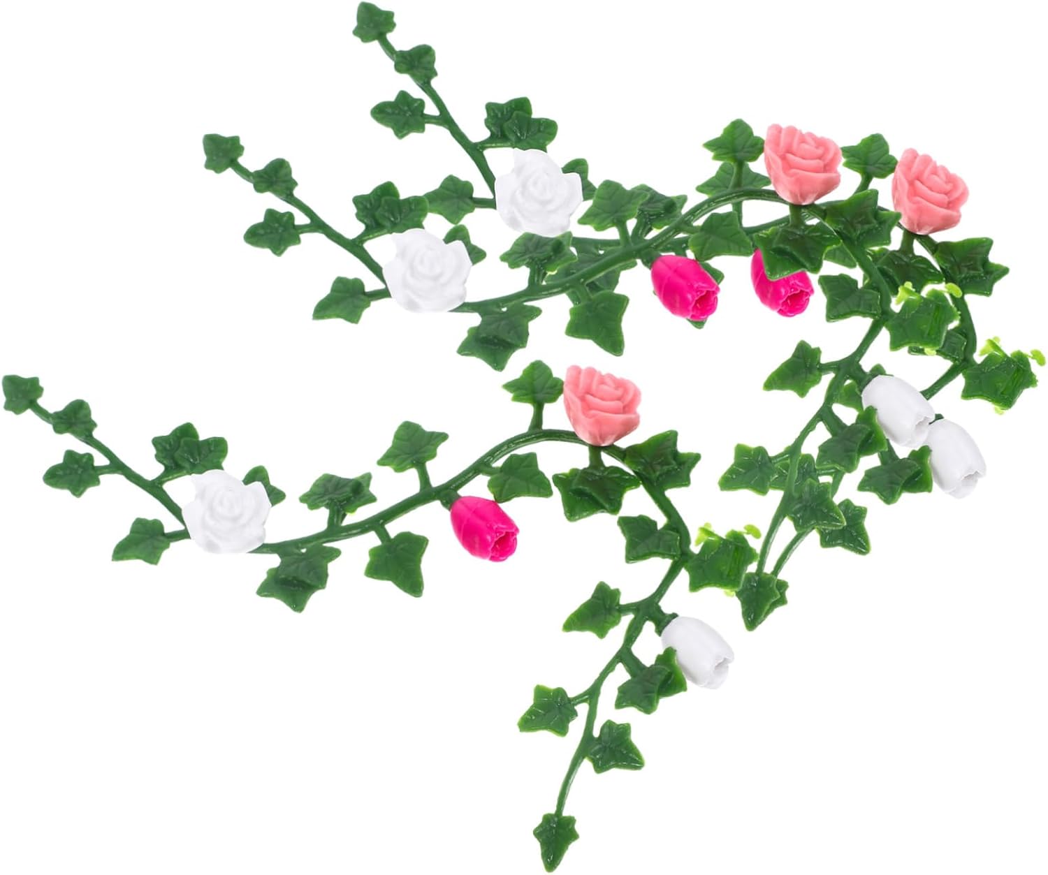 WEKAMOS 3Pcs Miniature Flower Vine Simulation for Dollhouse Realistic Mini Table Model with Detailed Decorative Fake Flowers for Doll Mini Garden Scenes and DIY Micro Landscapes