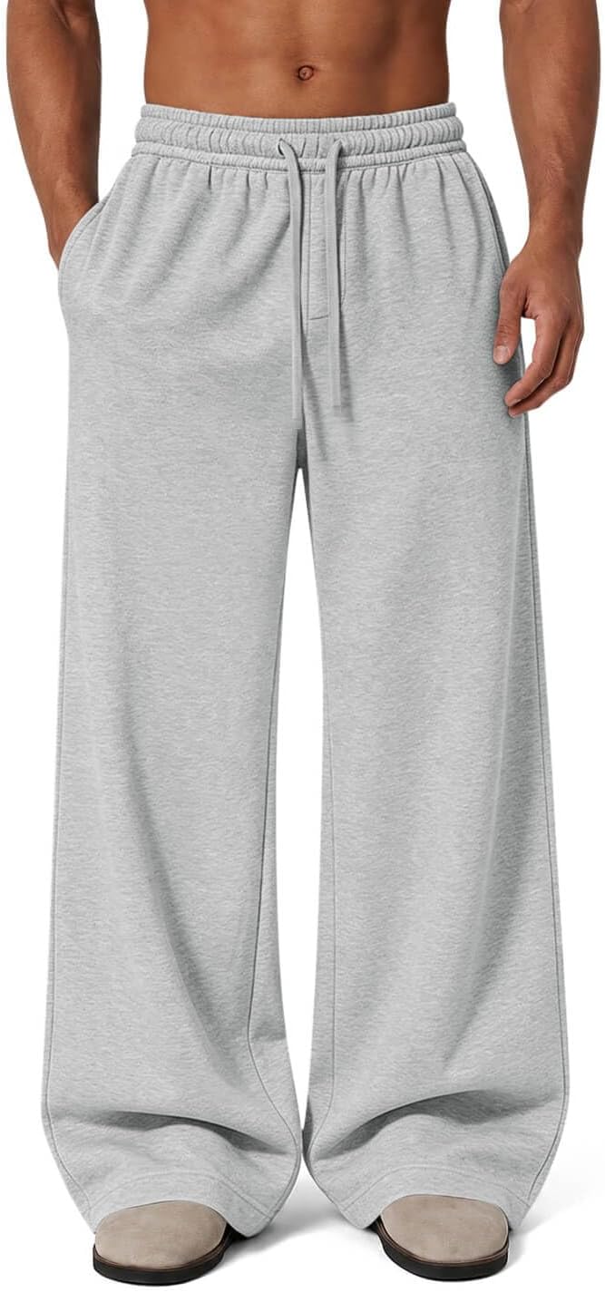 Ugerlov Men's Baggy Sweatpants Fleece Wide Leg Cotton Sweat Pants