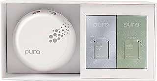 Pura - Smart Home Fragrance Device Starter Set V3 - Scent Diffuser for Homes, Bedrooms & Living Rooms - Includes Fragrance Aroma Diffuser & Two Fragrances - Linens & Surf and Pacific Aqua
