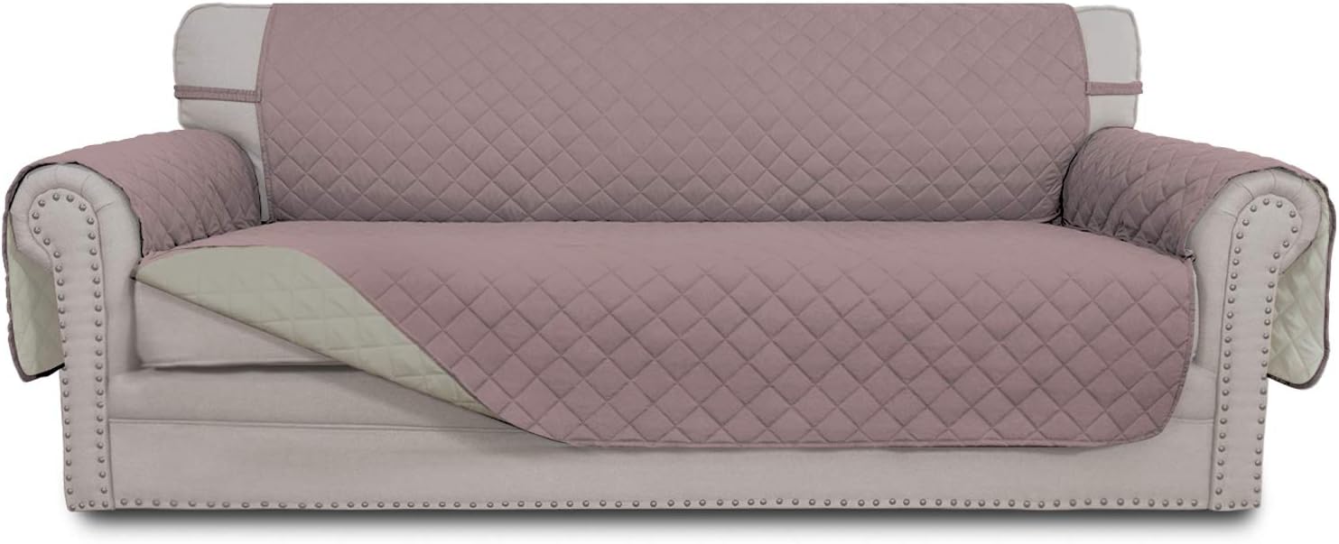 Easy-Going Reversible Couch Cover, 3 Cushion Sofa, Large, Pink/Beige
