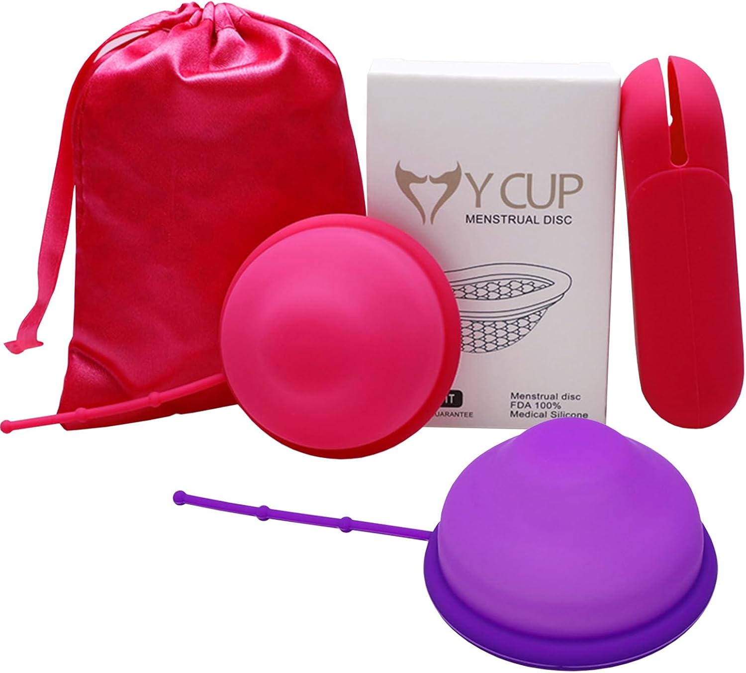 2 Pcs Menstrual Disc, Reusable Period Disc,Menstrual Cups with Storage Bag,Feminine Care Hygiene Products Comfortable Leak Proof Easy to Clean Period Cup Menstrual Pad Tampons Alternatives for Women
