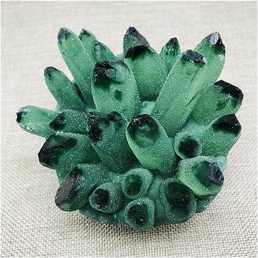 Natural Crystal Green Ghost Quartz Cluster Freeform Energy Reiki Stone Room Home Office Aquarium Decoration Accessories Gemstone Healing Crystal (Size : 850-900g)