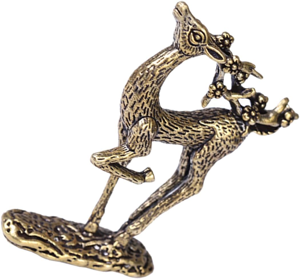 AUTSUPPL Elk Shaped Brass Ornament Elegant Copper Deer Statue for Home Unique Desktop Elk Adornment for
