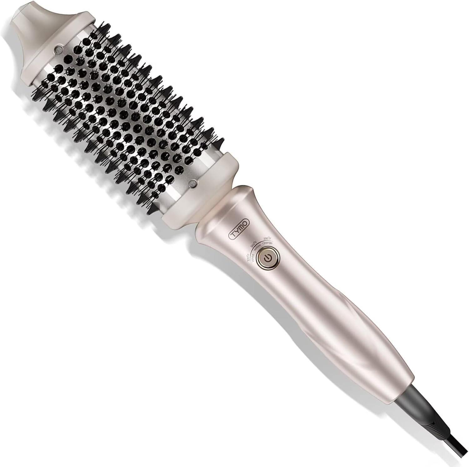 TYMO STYLUX Thermal Brush - Heated Round Curling Brush, Blowout Volumizer with Flexi-Fit Tech for Hair Styling, Curling Styler Tool, Hair Straightener and Curler 2 in 1, Dual Voltage, Gold, 1.7 Inch