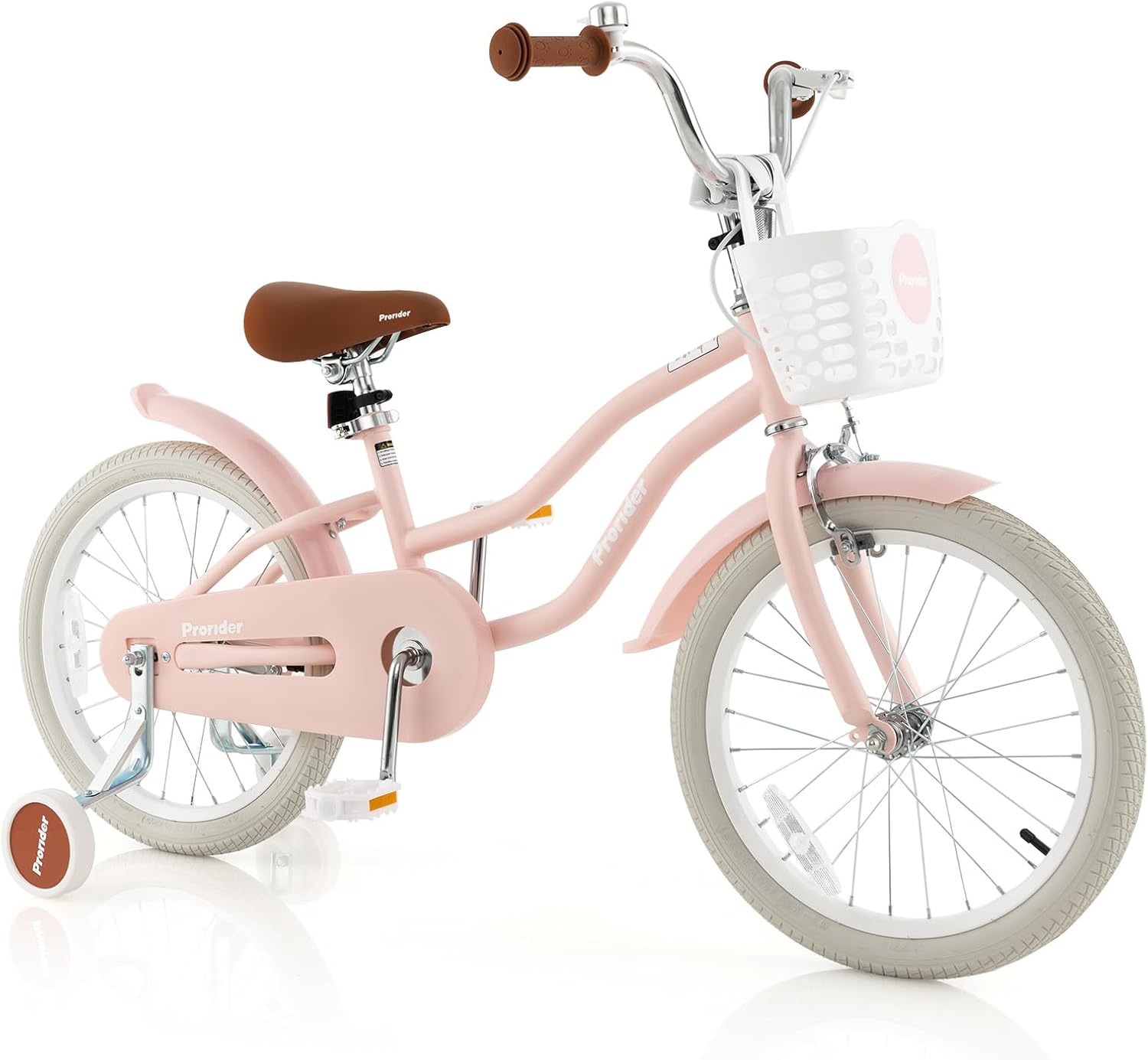 BABY JOY Kids Bike, 12 14 16 18 20 Inch Boys Girls Bike w/Adjustable Seat, Removable Basket, Handbrake & Coaster Brake, Training Wheels or Kickstand, Kids Bicycle with Multi-Color